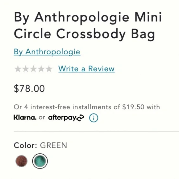 By Anthro Mini Circle Crossbody Bag in Green NWT - Picture 4 of 7